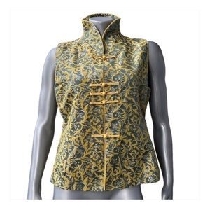 Summit Silks Floral Vest Yellow